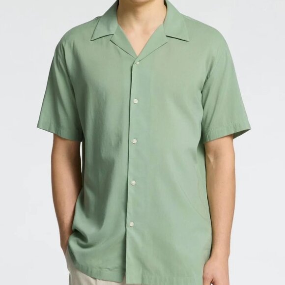Selected Homme Iceberg Green Cuban Collar Shirt - Picture 1 of 3
